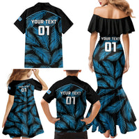 Custom Fiji Rugby Family Matching Mermaid Dress and Hawaiian Shirt Flying Fijians Blue Palm Tree Version LT01 - Polynesian Pride
