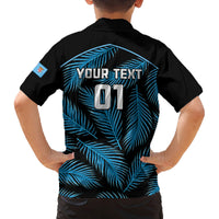 Custom Fiji Rugby Family Matching Tank Maxi Dress and Hawaiian Shirt Flying Fijians Blue Palm Tree Version LT01 - Polynesian Pride