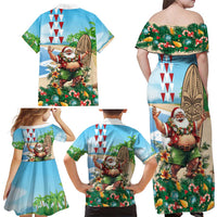 Hawaii Christmas Santa Claus Family Matching Off Shoulder Maxi Dress and Hawaiian Shirt Mele Kalikimaka Tropical Beach LT01 - Polynesian Pride