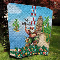 Hawaii Christmas Santa Claus Quilt Mele Kalikimaka Tropical Beach