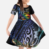Personalised Polynesian Memorial Family Matching Off The Shoulder Long Sleeve Dress and Hawaiian Shirt As Long As I Breathe You'll Be Remembered LT01 Daughter's Dress Colorful - Polynesian Pride
