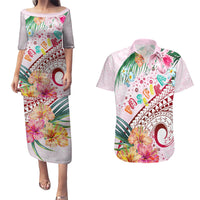 Pasifika Festival Couples Matching Puletasi and Hawaiian Shirt Tribal Pattern Tropical Style LT01 Pink - Polynesian Pride