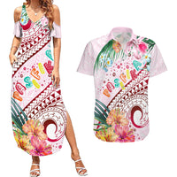 Pasifika Festival Couples Matching Summer Maxi Dress and Hawaiian Shirt Tribal Pattern Tropical Style LT01 Pink - Polynesian Pride