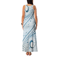 Pasifika Festival Family Matching Tank Maxi Dress and Hawaiian Shirt Tribal Pattern Blue Version LT01 - Polynesian Pride