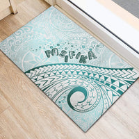 Pasifika Festival Rubber Doormat Tribal Pattern Teal Version