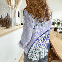 Pasifika Festival Women Casual Shirt Tribal Pattern Violet Version LT01 - Polynesian Pride