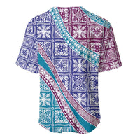 Hawaiian Quilt Pattern Baseball Jersey Purple Blue Color Mixed LT01 - Polynesian Pride