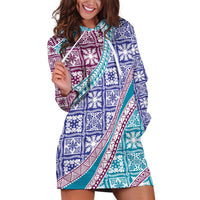 Hawaiian Quilt Pattern Hoodie Dress Purple Blue Color Mixed LT01 Purple - Polynesian Pride