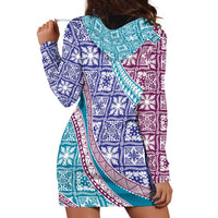 Hawaiian Quilt Pattern Hoodie Dress Purple Blue Color Mixed LT01 - Polynesian Pride