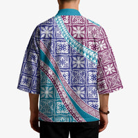 Hawaiian Quilt Pattern Kimono Purple Blue Color Mixed LT01 - Polynesian Pride