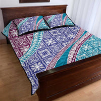 Hawaiian Quilt Pattern Quilt Bed Set Purple Blue Color Mixed LT01 - Polynesian Pride