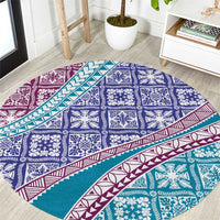 Hawaiian Quilt Pattern Round Carpet Purple Blue Color Mixed LT01 Purple - Polynesian Pride
