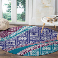 Hawaiian Quilt Pattern Round Carpet Purple Blue Color Mixed LT01 - Polynesian Pride