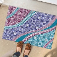 Hawaiian Quilt Pattern Rubber Doormat Purple Blue Color Mixed LT01 - Polynesian Pride