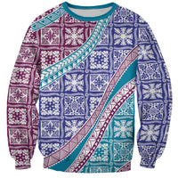 Hawaiian Quilt Pattern Sweatshirt Purple Blue Color Mixed LT01 Unisex Purple - Polynesian Pride