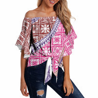 Hawaiian Quilt Pattern Off Shoulder Wrap Waist Top Sweet Color Mixed LT01 - Polynesian Pride