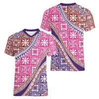 Hawaiian Quilt Pattern Women V-Neck T-Shirt Sweet Color Mixed - Polynesian Pride