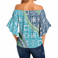Hawaiian Quilt Pattern Off Shoulder Wrap Waist Top Fresh Color Mixed LT01 - Polynesian Pride