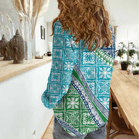 Hawaiian Quilt Pattern Women Casual Shirt Fresh Color Mixed - Polynesian Pride