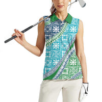 Hawaiian Quilt Pattern Women Sleeveless Polo Shirt Fresh Color Mixed LT01 - Polynesian Pride