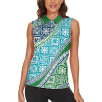 Hawaiian Quilt Pattern Women Sleeveless Polo Shirt Fresh Color Mixed LT01 - Polynesian Pride