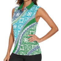 Hawaiian Quilt Pattern Women Sleeveless Polo Shirt Fresh Color Mixed LT01 - Polynesian Pride
