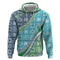 Hawaiian Quilt Pattern Zip Hoodie Fresh Color Mixed LT01 Pullover Hoodie Green - Polynesian Pride