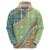 Hawaiian Quilt Pattern Hoodie Green Chestnut Color Mixed - Polynesian Pride