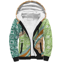 Hawaiian Quilt Pattern Sherpa Hoodie Green Chestnut Color Mixed LT01 Unisex Green - Polynesian Pride