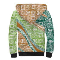 Hawaiian Quilt Pattern Sherpa Hoodie Green Chestnut Color Mixed LT01 - Polynesian Pride