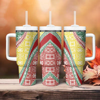Hawaiian Quilt Pattern Tumbler With Handle Special Color Mixed - Polynesian Pride