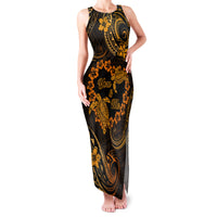 Polynesian Turtle Valentine Family Matching Tank Maxi Dress and Hawaiian Shirt You And Me Gold Hibiscus Heart LT01 Mom's Dress Gold - Polynesian Pride