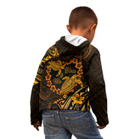 Polynesian Turtle Valentine Kid Hoodie You And Me Gold Hibiscus Heart LT01 - Polynesian Pride