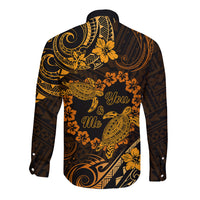 Polynesian Turtle Valentine Long Sleeve Button Shirt You And Me Gold Hibiscus Heart LT01 - Polynesian Pride