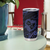 Polynesian Turtle Valentine Tumbler Cup You And Me Navy Blue Hibiscus Heart