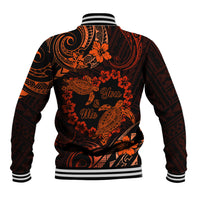 Polynesian Turtle Valentine Baseball Jacket You And Me Orange Hibiscus Heart LT01 - Polynesian Pride