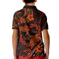 Polynesian Turtle Valentine Kid Polo Shirt You And Me Orange Hibiscus Heart LT01 - Polynesian Pride