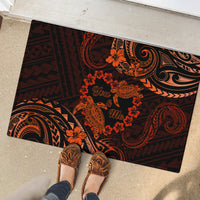 Polynesian Turtle Valentine Rubber Doormat You And Me Orange Hibiscus Heart LT01 - Polynesian Pride