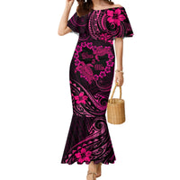 Polynesian Turtle Valentine Mermaid Dress You And Me Pink Hibiscus Heart LT01 Women Pink - Polynesian Pride