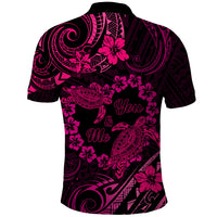 Polynesian Turtle Valentine Polo Shirt You And Me Pink Hibiscus Heart LT01 - Polynesian Pride
