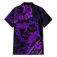 Polynesian Turtle Valentine Family Matching Long Sleeve Bodycon Dress and Hawaiian Shirt You And Me Purple Hibiscus Heart LT01 - Polynesian Pride
