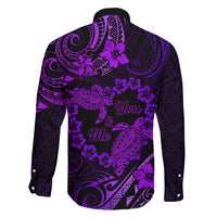 Polynesian Turtle Valentine Family Matching Off Shoulder Short Dress and Hawaiian Shirt You And Me Purple Hibiscus Heart LT01 - Polynesian Pride