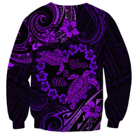 Polynesian Turtle Valentine Sweatshirt You And Me Purple Hibiscus Heart LT01 - Polynesian Pride