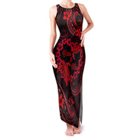 Polynesian Turtle Valentine Family Matching Tank Maxi Dress and Hawaiian Shirt You And Me Red Hibiscus Heart LT01 Mom's Dress Red - Polynesian Pride