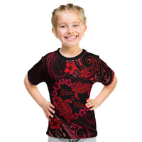 Polynesian Turtle Valentine Kid T Shirt You And Me Red Hibiscus Heart LT01 Red - Polynesian Pride
