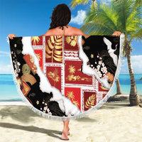 Hawaii Japanese Culture Black Beach Blanket Spring Cranes Aloha Pattern