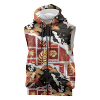 Hawaii Japanese Culture Black Sleeveless Zip Hoodie Spring Cranes Aloha Pattern