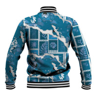 Hawaii Japanese Culture Blue Baseball Jacket Spring Cranes Aloha Pattern