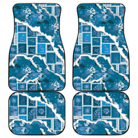 Hawaii Japanese Culture Blue Car Mats Spring Cranes Aloha Pattern