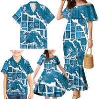 Hawaii Japanese Culture Blue Family Matching Mermaid Dress and Hawaiian Shirt Spring Cranes Aloha Pattern LT01 - Polynesian Pride